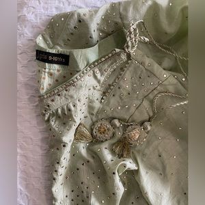 Girls sea green 3 piece party wear formal outfit